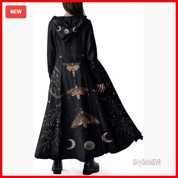 Jackets & Blazers - Long Fleece Trench Coat with Hood Belted Peacoat Winter Gothic Style
